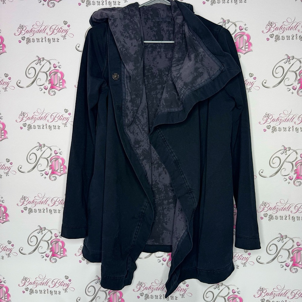 Lululemon wrap sweater cardigan reversible 2 way blanket style long black grey
